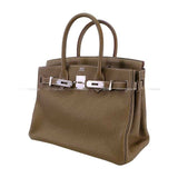 Hermes Handbag Birkin30 Etoupe Taurillon Clemence Silver HW Stamp