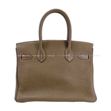 Hermes Handbag Birkin30 Etoupe Taurillon Clemence Silver HW Stamp