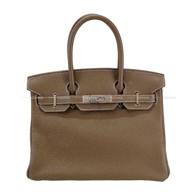 Hermes Handbag Birkin30 Etoupe Taurillon Clemence Silver HW Stamp