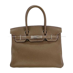 Hermes Handbag Birkin30 Etoupe Taurillon Clemence Silver HW Stamp