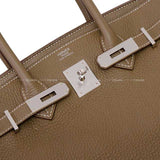 Hermes Handbag Birkin30 Etoupe Taurillon Clemence Silver HW Stamp