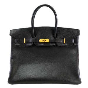 [] Hermes Handbag Birkin35 Noir (Black) Ardennes Gold HW Stamp □G