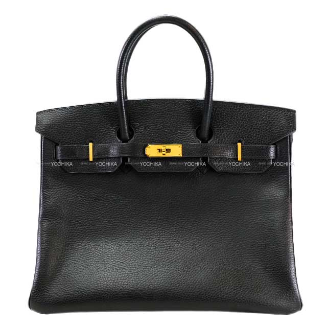 [] Hermes Handbag Birkin35 Noir (Black) Ardennes Gold HW Stamp □G