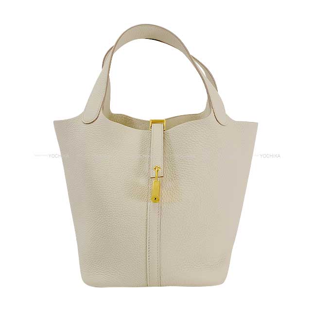 Hermes Handbag Picotin Lock 22 MM Beton Taurillon Clemence Gold HW Stamp