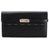 Hermes long wallet Kelly Wallet long Classic Noir (Black) Veau Epsom Silver HW Stamp