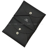 Hermes card holder Calvi Duo Noir (Black) Veau Epsom Silver HW Stamp