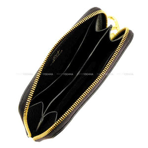 Hermes card holder Zip-Ango Compact Chaine d Angle Noir (Black) Ever Grain Gold HW Stamp