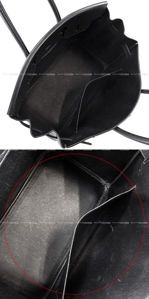 Hermes Handbag Birkin35 Noir (Black) Veau Epsom Silver HW Stamp □P