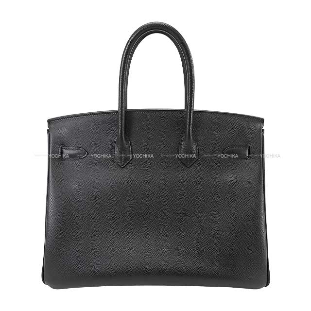 Hermes Handbag Birkin35 Noir (Black) Veau Epsom Silver HW Stamp □P