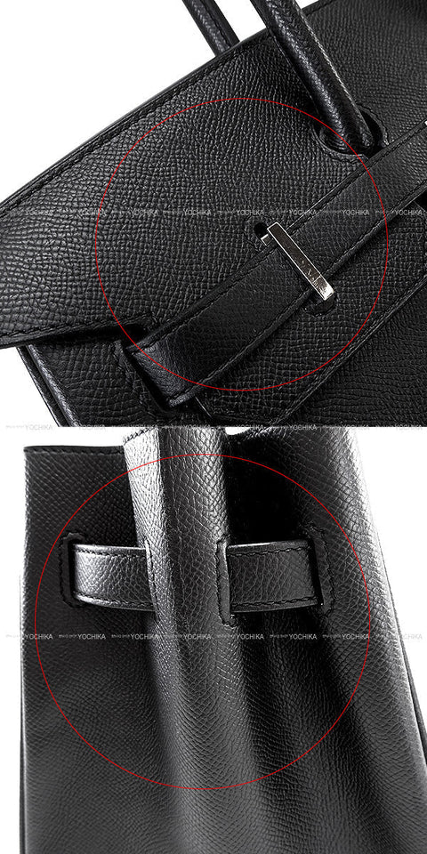 Hermes Handbag Birkin35 Noir (Black) Veau Epsom Silver HW Stamp ?P