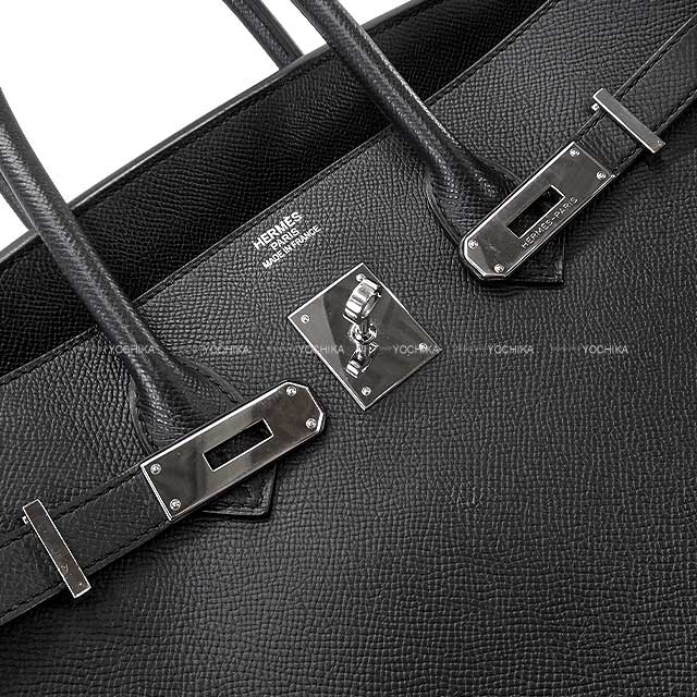 Hermes Handbag Birkin35 Noir (Black) Veau Epsom Silver HW Stamp ?P