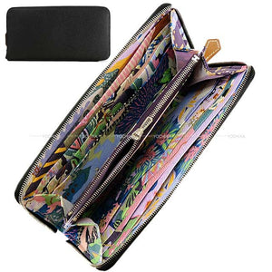 Hermes long wallet Azap Silk in EN LIBERTE!  Noir (Black)/Cassis Veau Epsom/Veau Barenia/Silk100% Silver HW Stamp