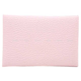 Hermes card holder Calvi Rose Darling Chevre Myzore Silver HW Stamp