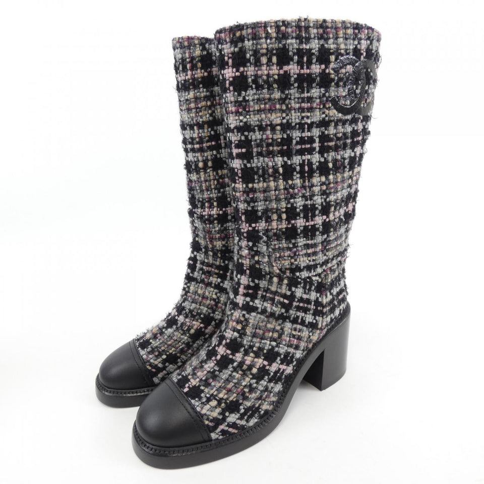 Chanel G39614y56301 Tweed Calfskin Boots