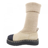 Chanel G39468Y56274 Knit/Suede Calfskin/Grosgrain & Metal Boots