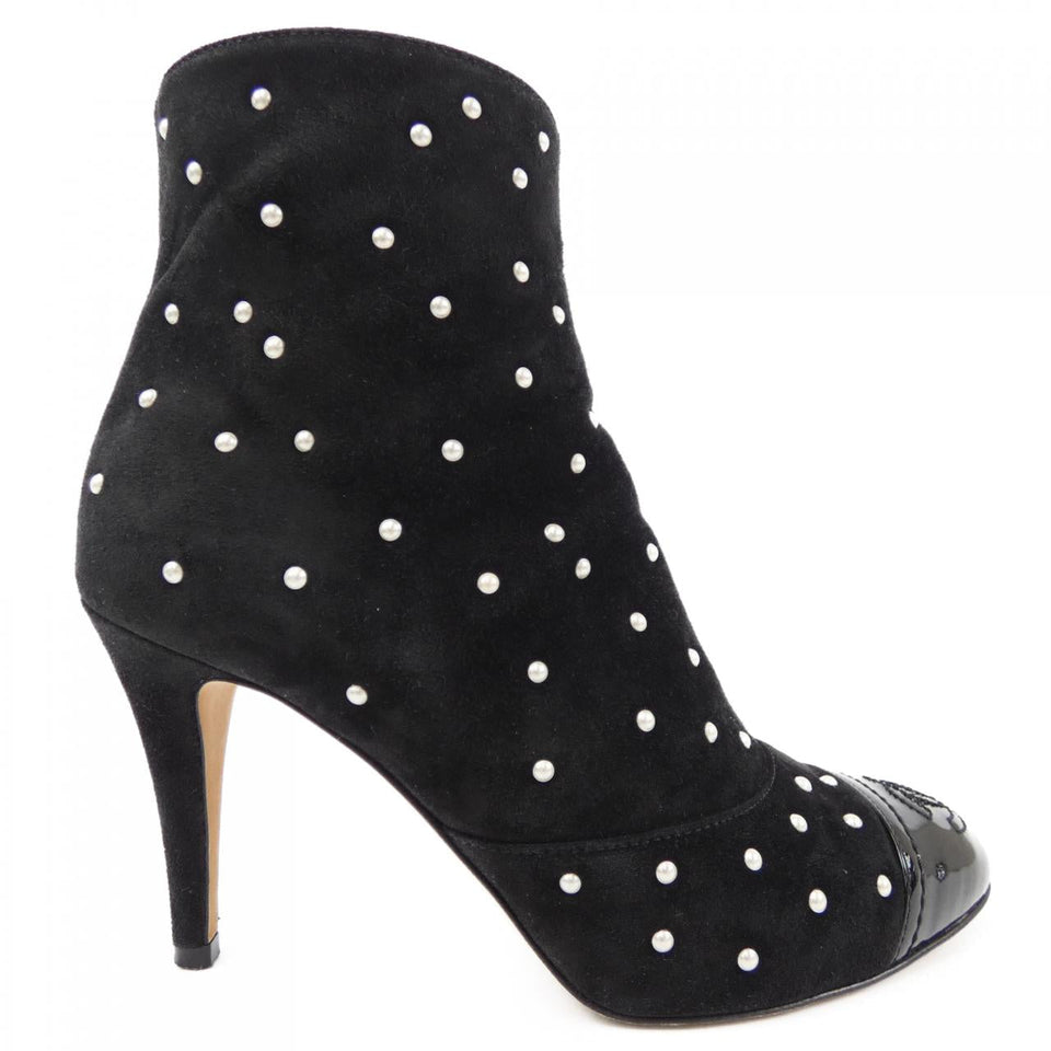 Chanel G33426Y51470 Suede Calfskin Pearl Boots