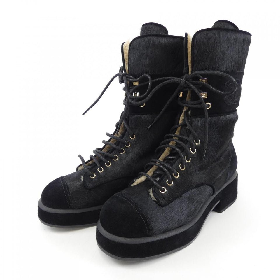 Chanel G39506Y56127 Calfskin Knit Suede Boots