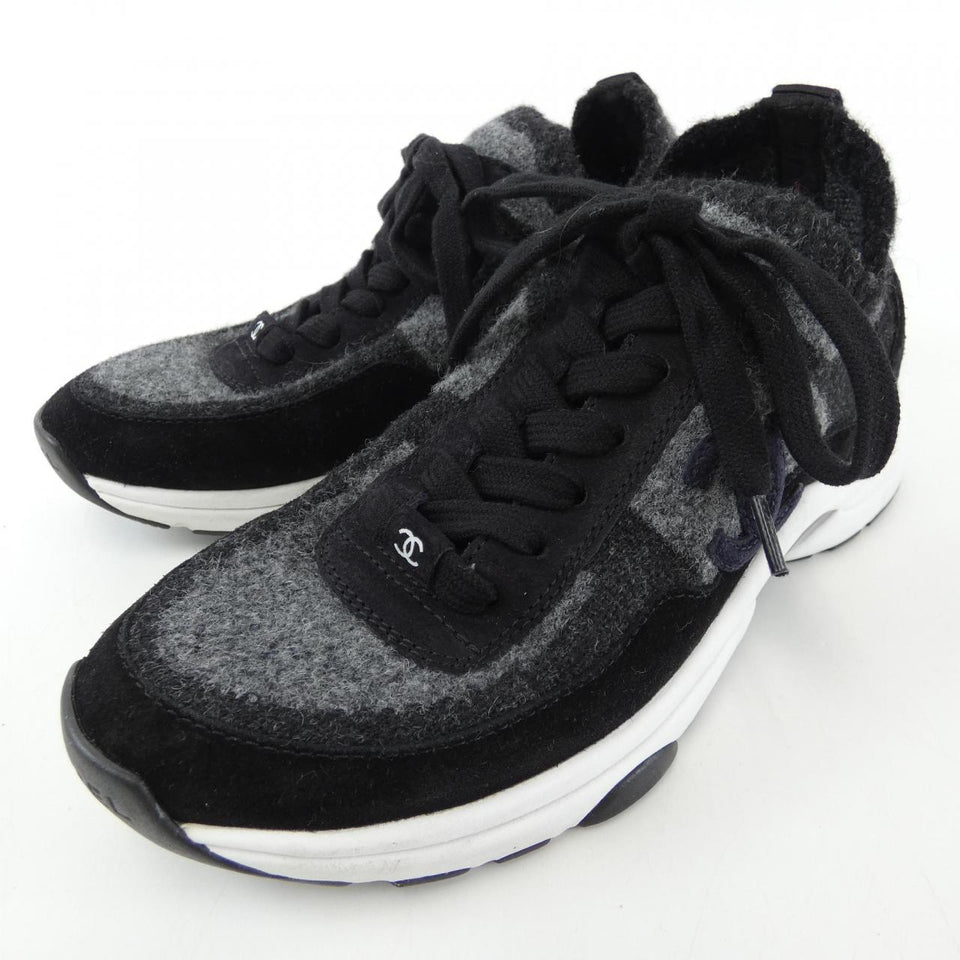 Chanel G38750B14071 Knit Suede Calfskin Sneakers