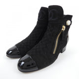 Chanel G34342Y51280 Kid Suede Patent Calfskin Boots