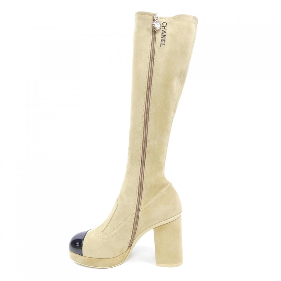 Chanel Suede Kidskin Patent Calfskin Long Boots