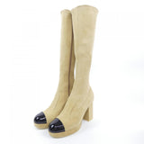 Chanel Suede Kidskin Patent Calfskin Long Boots