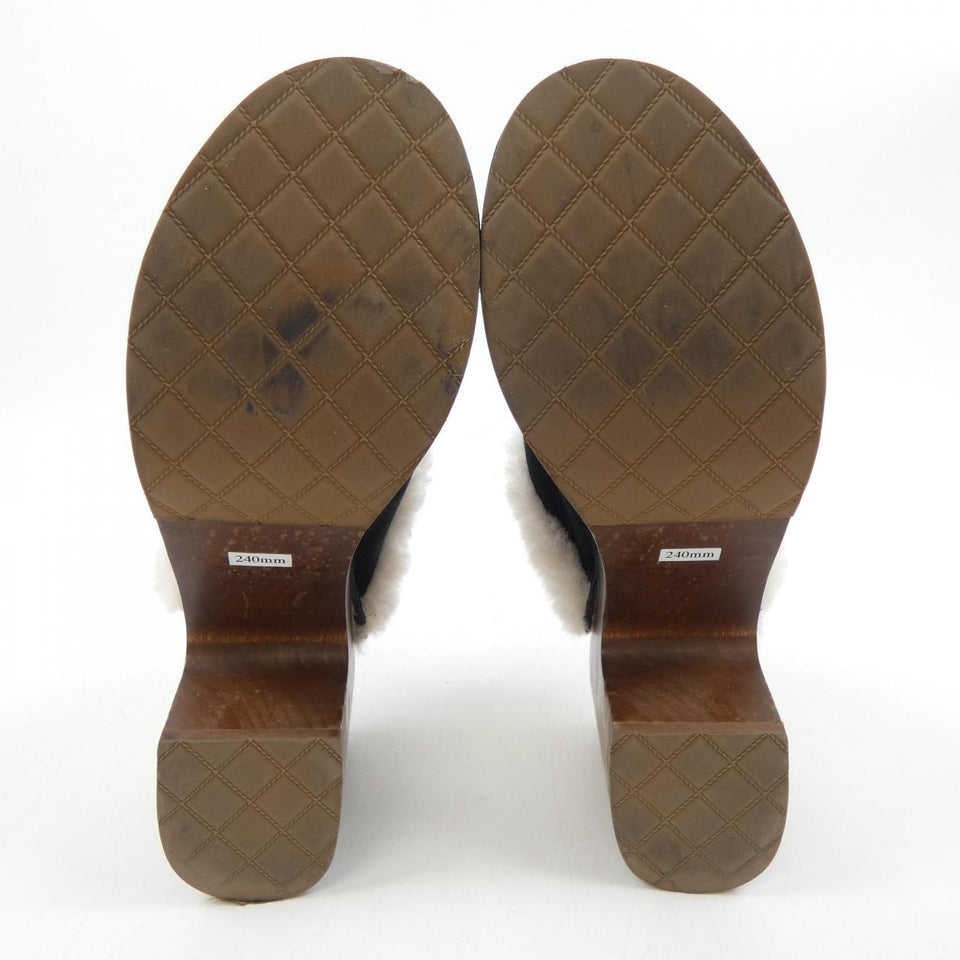Chanel G35368B14075 Cracked Sheepskin Shearling Sandals
