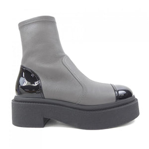 Chanel G45329B14510 Grained Calfskin Patent Calfskin Short Boots