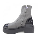 Chanel G45329B14510 Grained Calfskin Patent Calfskin Short Boots