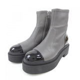Chanel G45329B14510 Grained Calfskin Patent Calfskin Short Boots
