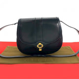 Gucci Shoulder Bag leather Navy GG logo Metal Women