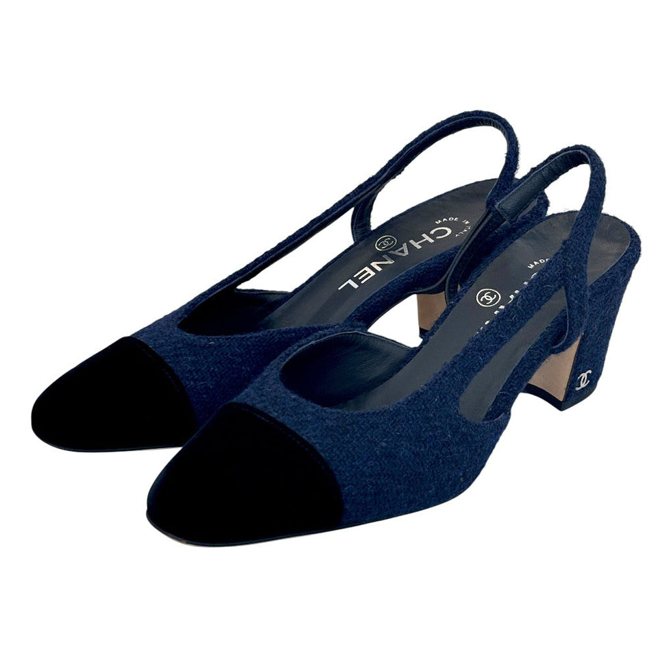 Chanel G31318 Tweed Velvet Pumps