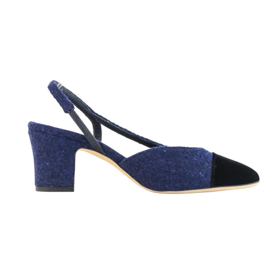 Chanel G31318 Tweed Velvet Pumps