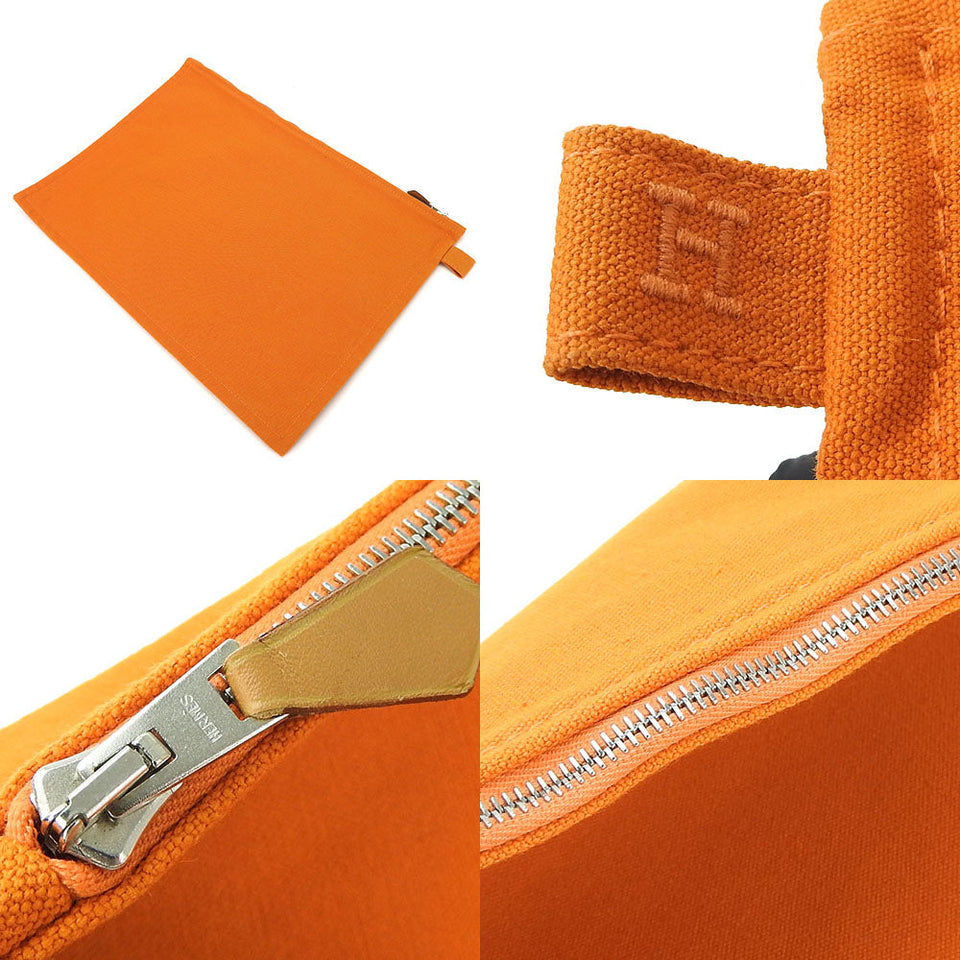 Hermes Pouch canvas Orange Bora Bora Pouch GM Women(Unisex)