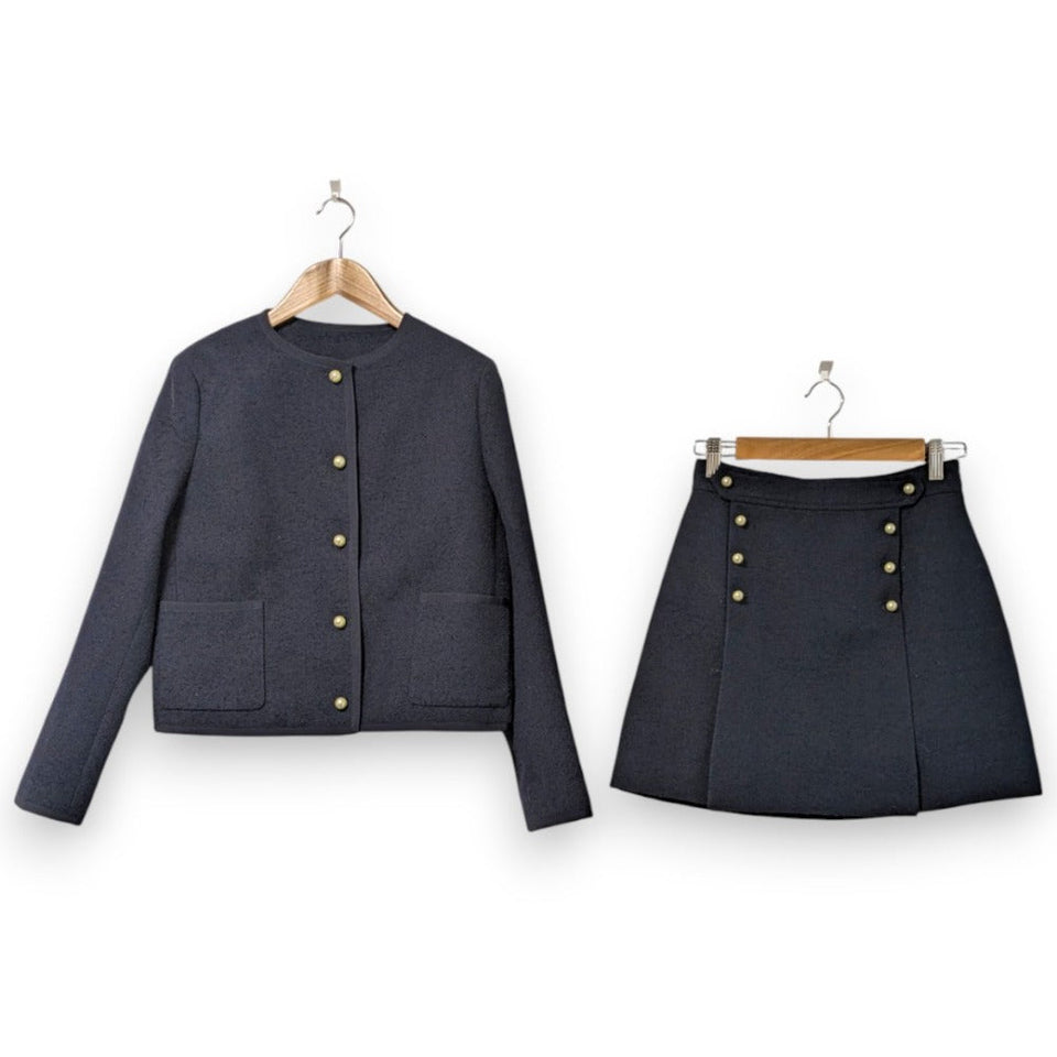 Christian Dior CD Pearl Button Setup Jacket Skirt