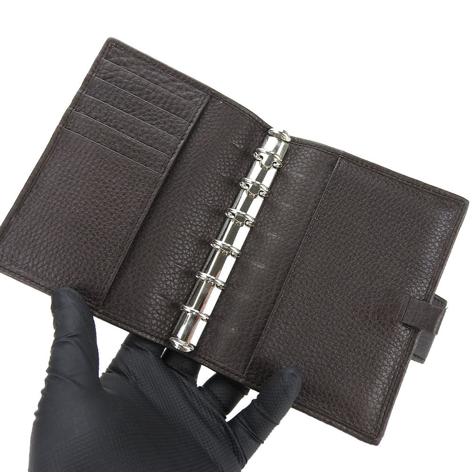 Gucci System organizer 245821 leather Dark brown mens(Unisex)