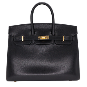 Hermes25cm Birkin Sellier Black Chèvre Leather Gold Hardware