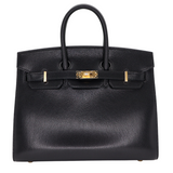 Hermes25cm Birkin Sellier Black Chèvre Leather Gold Hardware