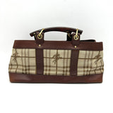 Luxury Burberry Brown/Beige Haymarket Check Canvas and Leather Middle Zip Tote bb5526cc