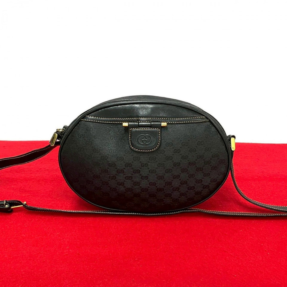 Gucci Shoulder Bag Leather, PVC black Micro GG logoMetal Women