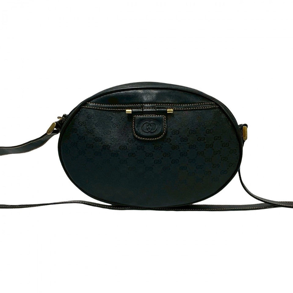 Gucci Shoulder Bag Leather, PVC black Micro GG logoMetal Women