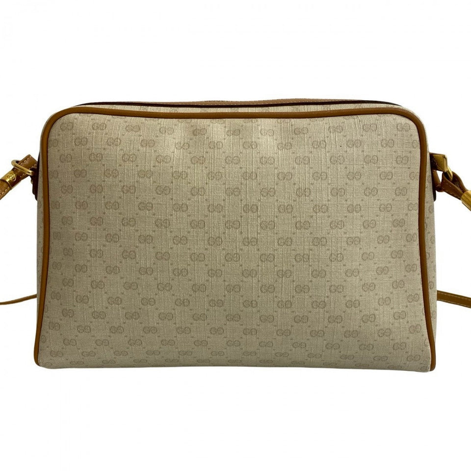 Gucci Shoulder Bag Leather, PVC Brown Micro GG logo Women