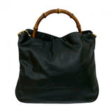 Gucci Shoulder Bag leather black Bamboo