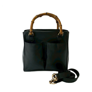 Gucci Shoulder Bag leather black Bamboo