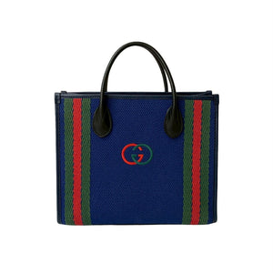 Gucci Handbag canvas blue Sherry line Interlocking G