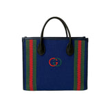 Gucci Handbag canvas blue Sherry line Interlocking G