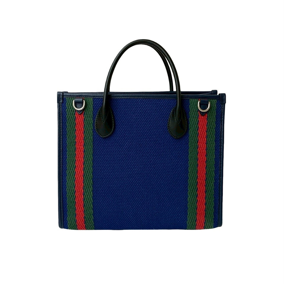 Gucci Handbag canvas blue Sherry line Interlocking G