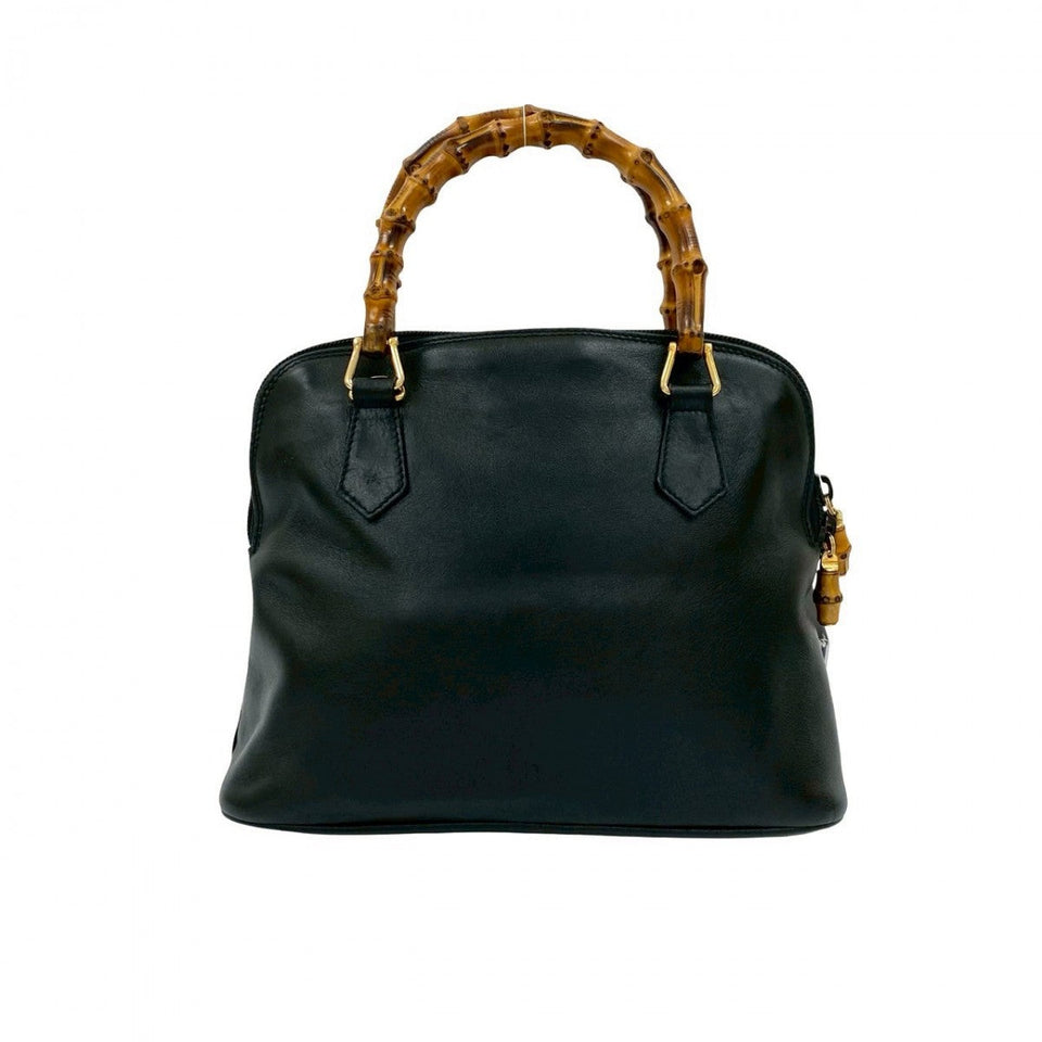 Gucci Shoulder Bag leather black Bamboo