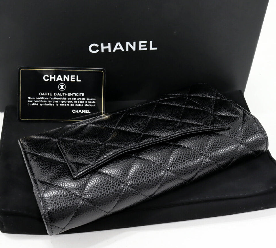 Chanel Classic Flap Wallet Caviar Skin Long Wallet