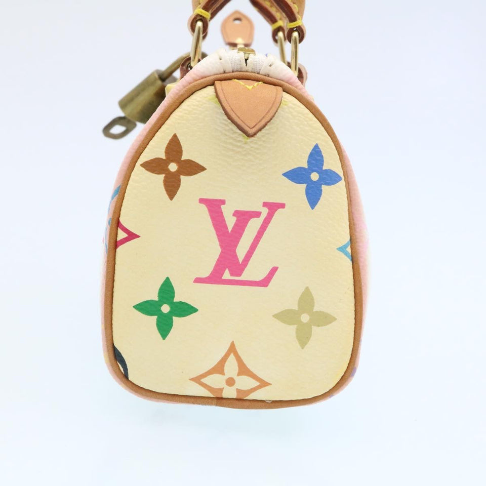 Louis Vuitton Monogram Multicolor Mini Hand Bag White Auth
