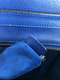 Micro Luggage in Electric Blue Palmelato Leather Tote with Gold-Tone Hardware